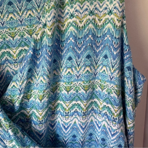 J. Jill Sleeveless Aegean Ikat Green and Blue Print Island Maxi Dress Size Med - Picture 10 of 13